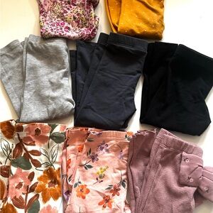 Kids Floral and Solid Leggings Set